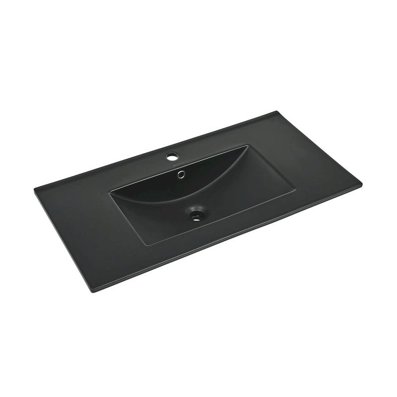 36" Ceramic Vanity Top with Single Faucet Hole in Matte Black image number 6