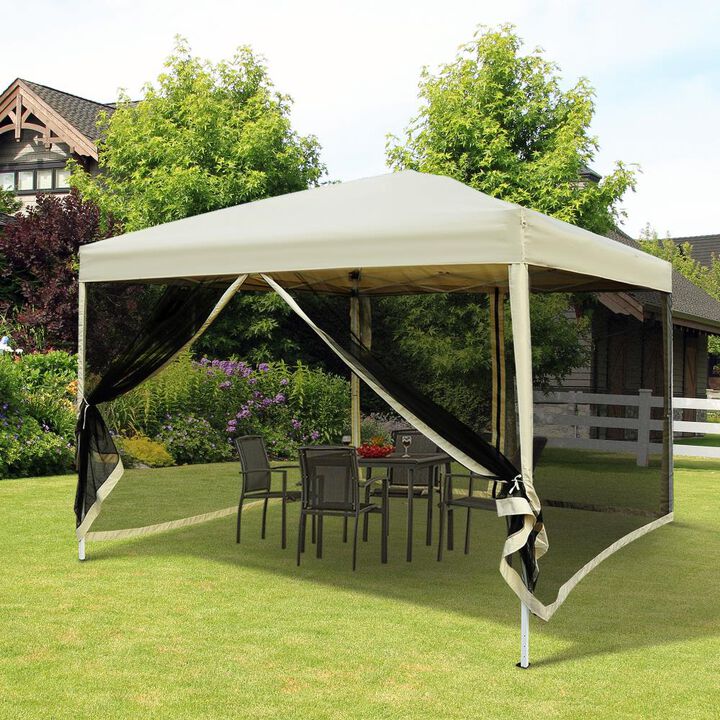 Hivvago 10' x 10' Pop Up Canopy Tent with Netting & Adjustable Height