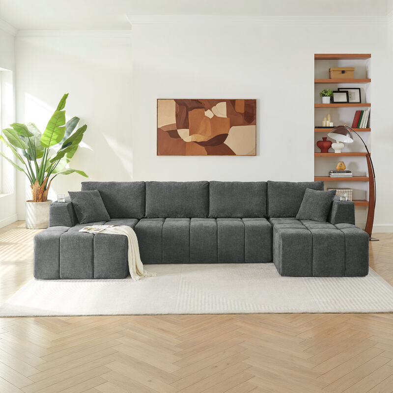 Feslud U-Shaped Chenille Sectional Sofa image number 1