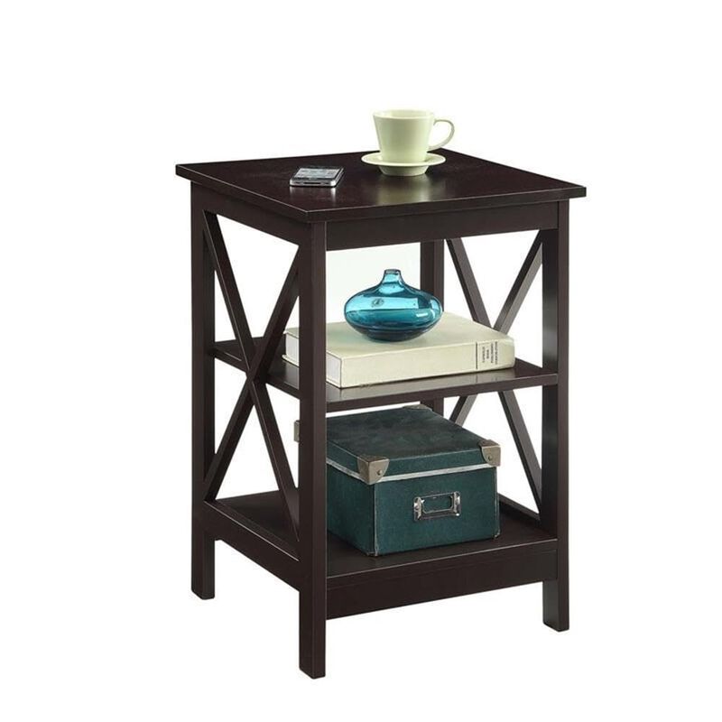 Convenience Concepts Oxford End Table 15.75"" - Modern Living Room Table with Storage Shelves, Transitional Nightstand Side Tabl