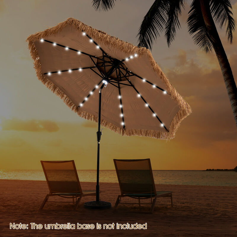 Thatched Tiki Patio Umbrella with Solar Lights for Tropical Outdoor Decor and Shade image number 4