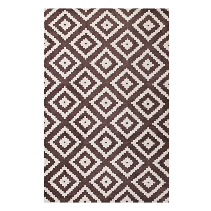 Alika Abstract Diamond Trellis 5x8 Area Rug - Ivory and Brown image number 2