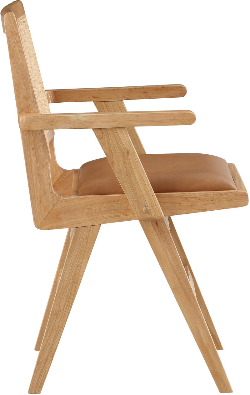 Meridian Furniture Abby Cognac Vegan Leather Dining Arm Chair, Set of 2