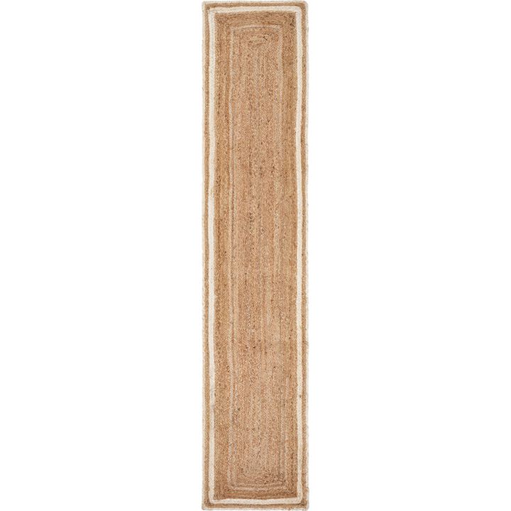 80" Tan and Ivory Hand Woven Braided Rectangular Table Runner
