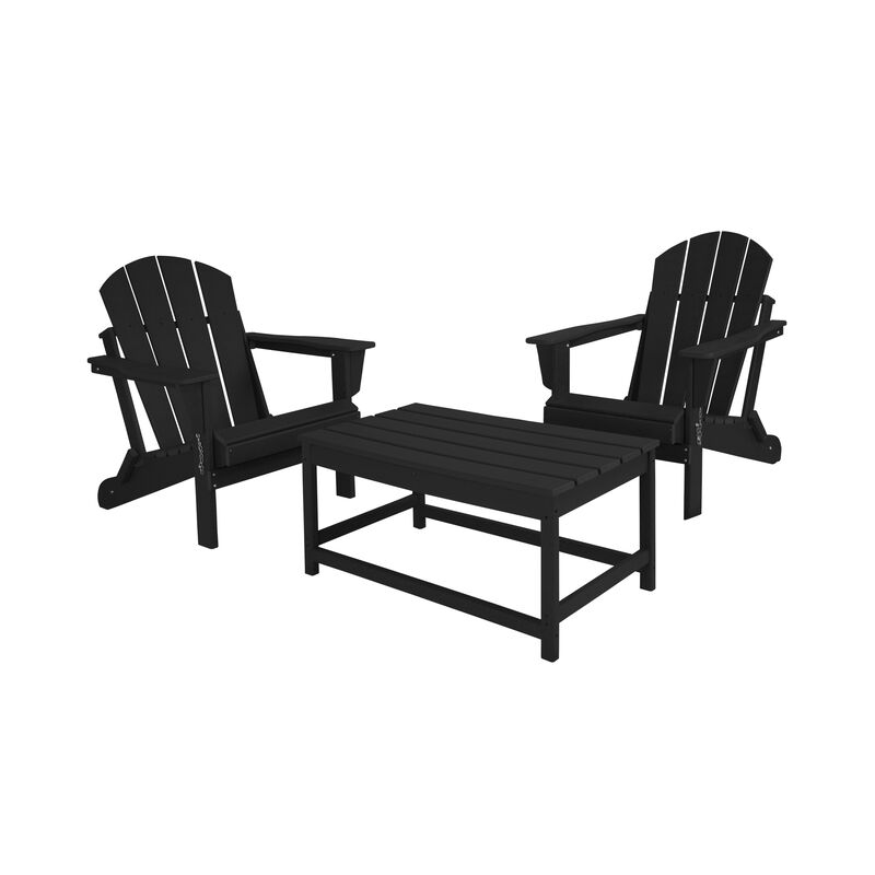 WestinTrends 3-Piece Outdoor Patio Adirondack Chair with Coffee Table Set