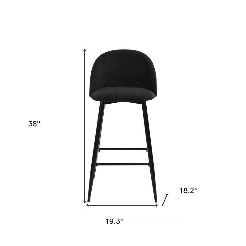 HomeRoots Set of Two 26" Blue And Black Fabric And Steel Low Back Counter Height Bar Chairs image number 4