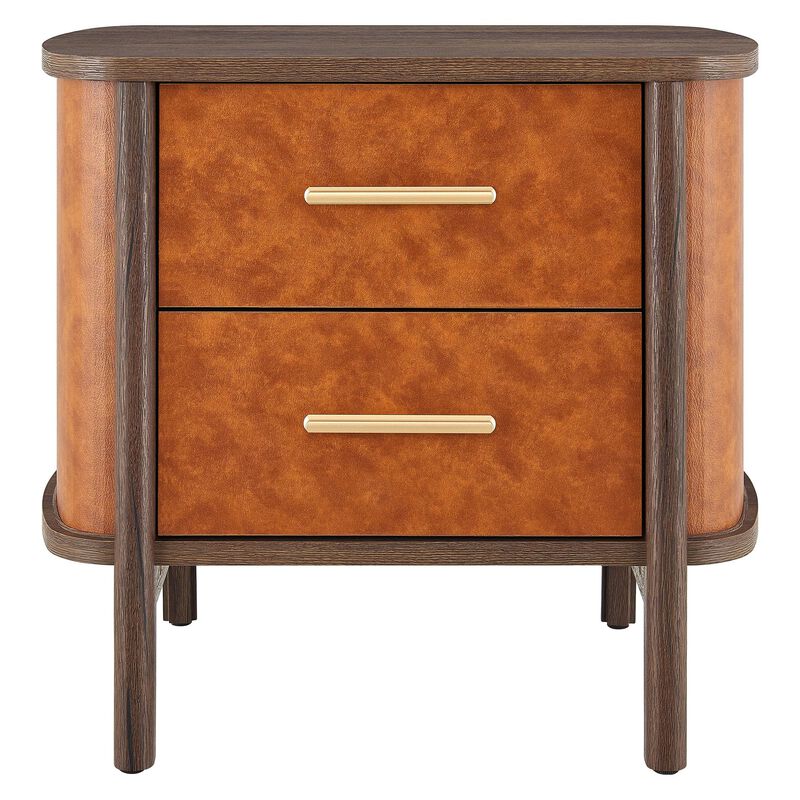 Coralie Curved Leather Nightstand with Drawers image number 6