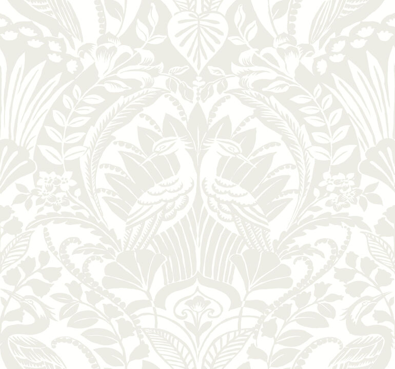 Egret Damask White & Cream Wallpaper (Set of 2)