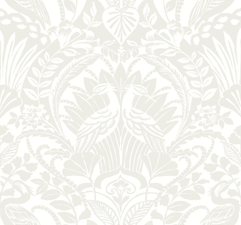 Egret Damask White & Cream Wallpaper (Set of 2) image number 0
