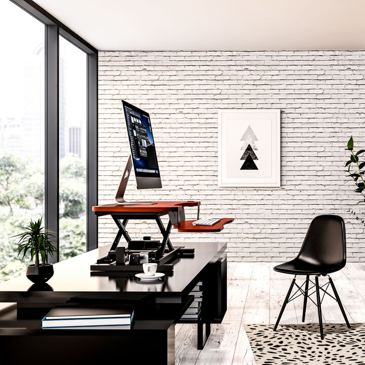 VersaDesk PowerPro® 36"W Electric Adjustable Standing Desk Converter, Cherry