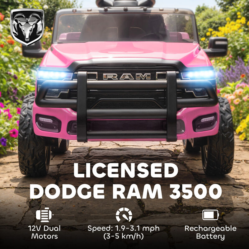 BreeBe 12V Kids Ride on Car, Licensed Dodge RAM 3500 Ride on Toys with Dual Motors, Remote Control image number 3