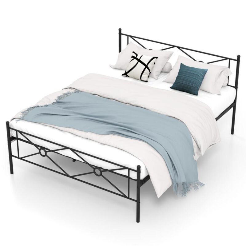 Hivvago Metal Platform Bed Frame with Headboard and Footboard