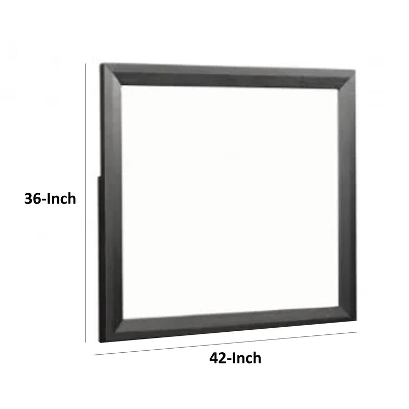 Kaira Dresser Mirror with Espresso Brown Solid Wood Frame, 36x42