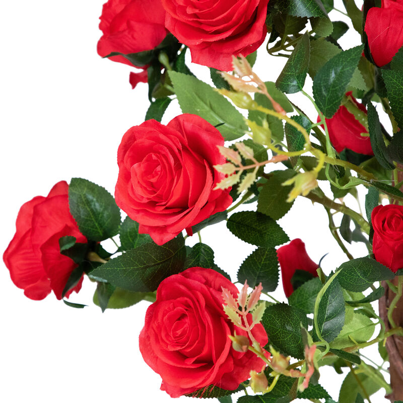 Roses with Greenery Artificial Potted Tree - Red - 47" image number 4