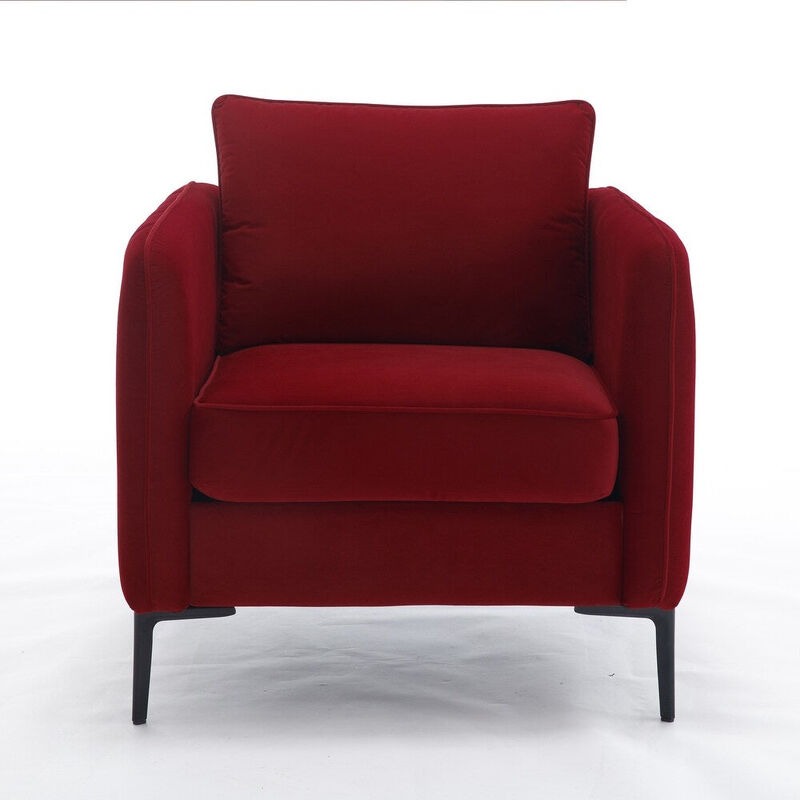 Envelor Mid-Century Modern Velvet Accent Armchair with Lumbar Pillow image number 0