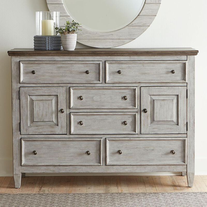 Liberty Furniture Heartland 2 Door 6 Drawer Chesser in Antique White w/ Tobacco Top image number 5