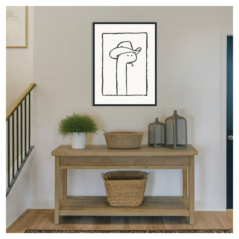 Squiggles the Snake In a Stetson by Anyone Can Yeehaw Framed Canvas Wall Art image number 4