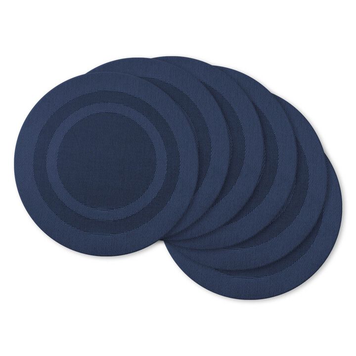 Set of 6 Nautical Blue Round Doubleframe Placemats 14"