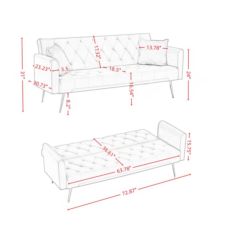 Limpis 72 inch foldable sleeper sofa image number 3