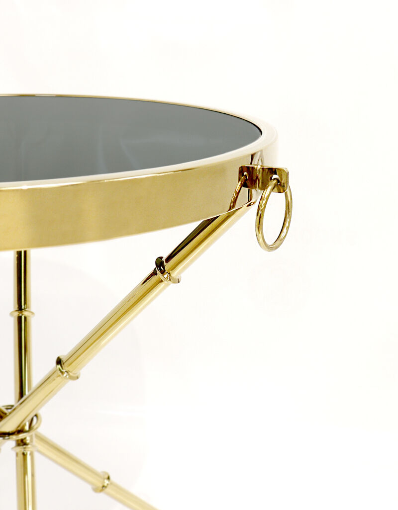Pasargad Home Eloise Tempered Glass Ringed Side Table image number 2