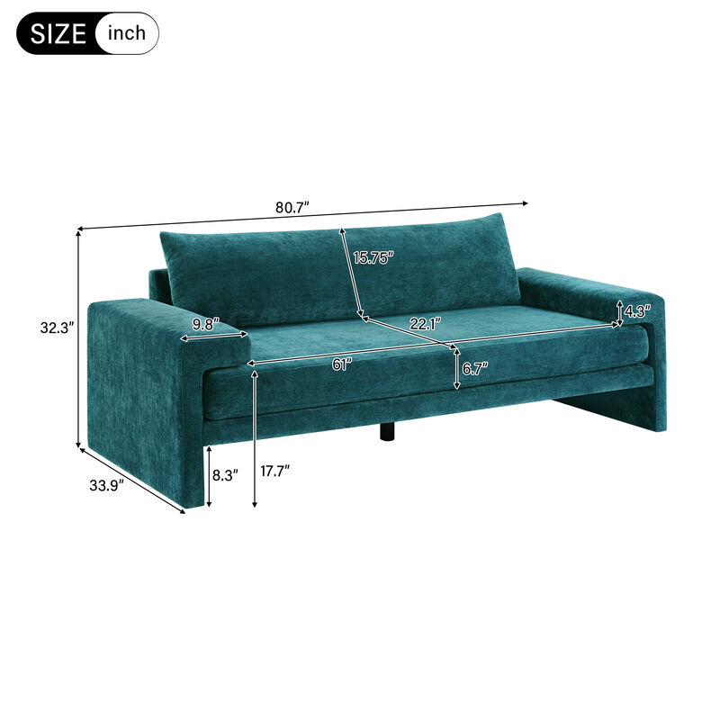 Merax Oversized Deep Seat Chenille 3-Seater Sofa with Wide Padded Armrests image number 3
