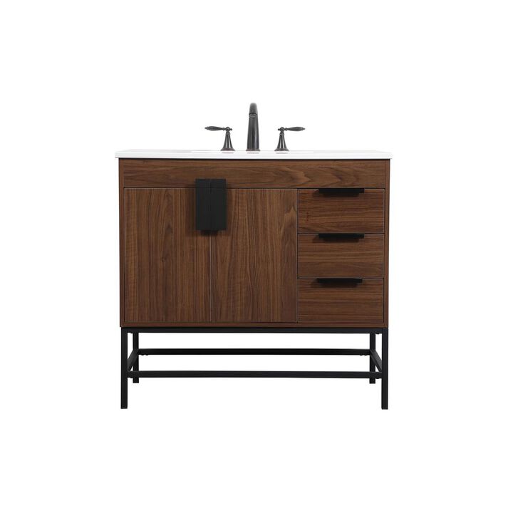 Elegant Kitchen and Bath 36 inch Single bathroom vanity in walnut