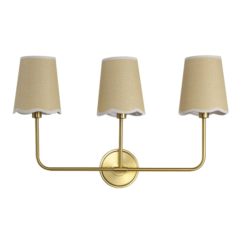 Lila Traditional Coastal Scalloped Fabric Shade/Metal LED Vanity Light