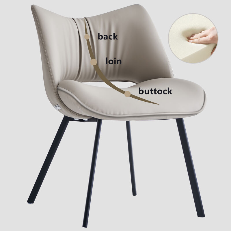 Faux Leather Dining Chair No Arms 2-piece 19.6" Gray