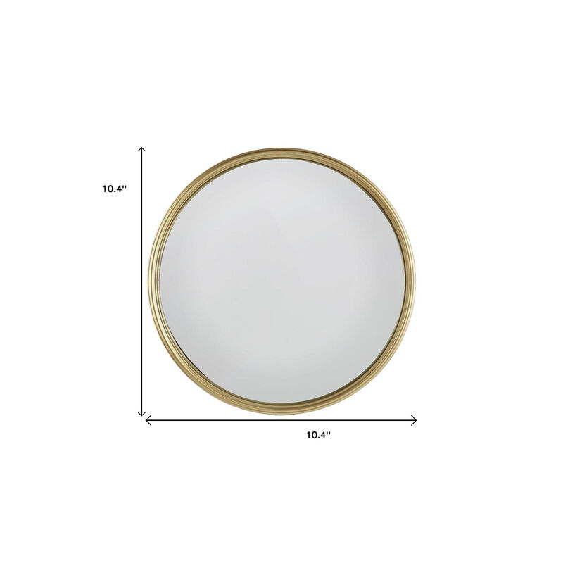 HomeRoots 10" Gold Round Iron Textured Framed Accent Mirror image number 4