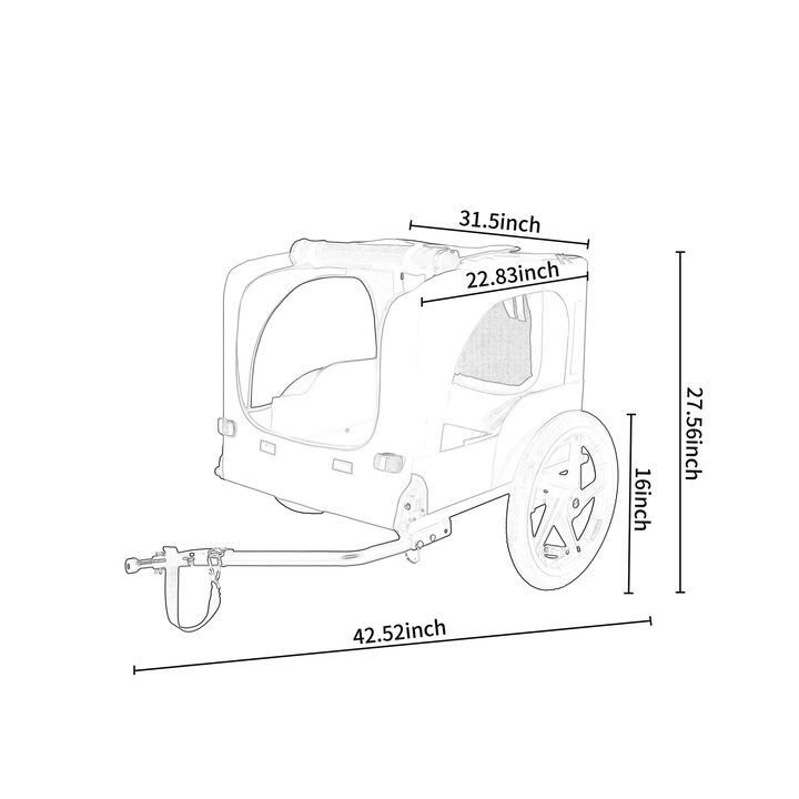 Foldable Pet Bike Trailer for Small/Medium Pets with Quick-Release Wheels