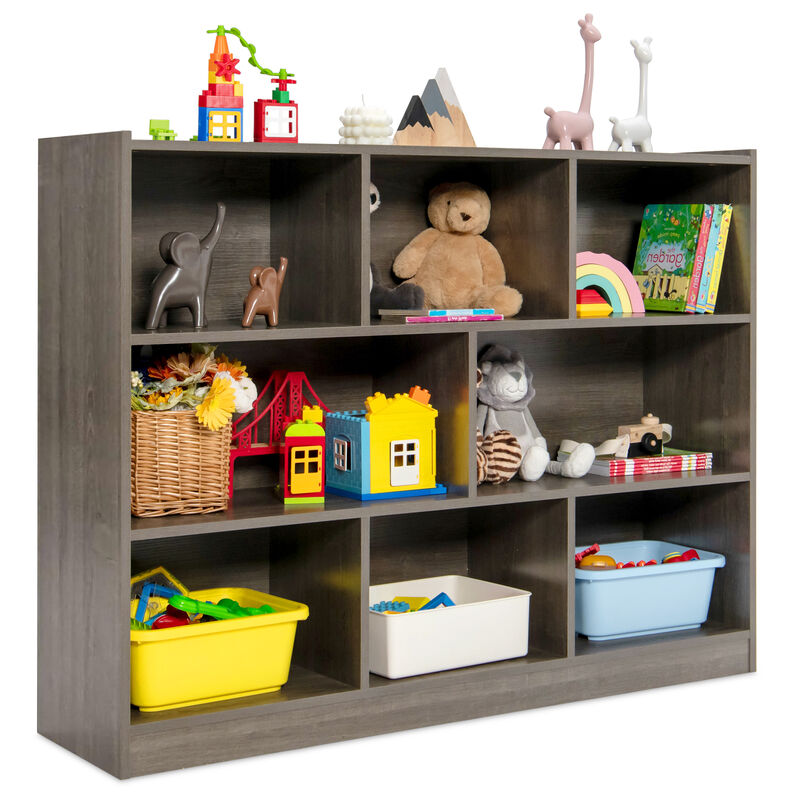 3-Tier Open Bookcase 8-Cube Floor Standing Storage Shelves Display Cabinet