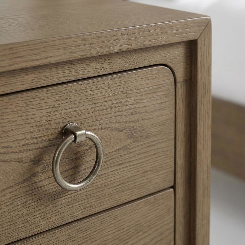 Latte Nightstand with 3 Drawers and Usb Charging Port for Bedroom Storage image number 3