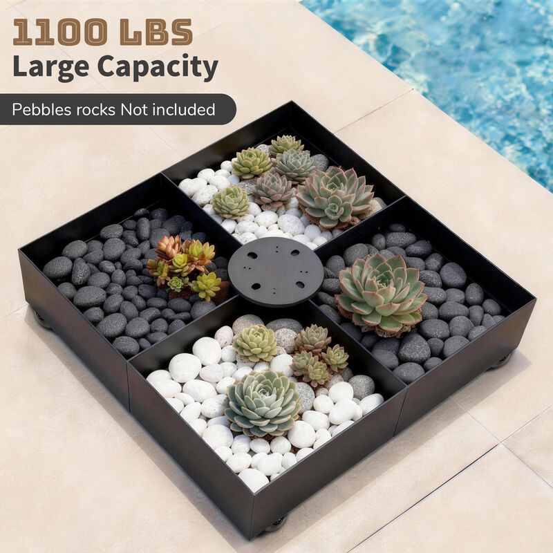 Mondawe 1100 LBS Heavy Duty Umbrella Base with Wheels Steel Outdoor Offset  Cantilever Umbrella Weight Base image number 6
