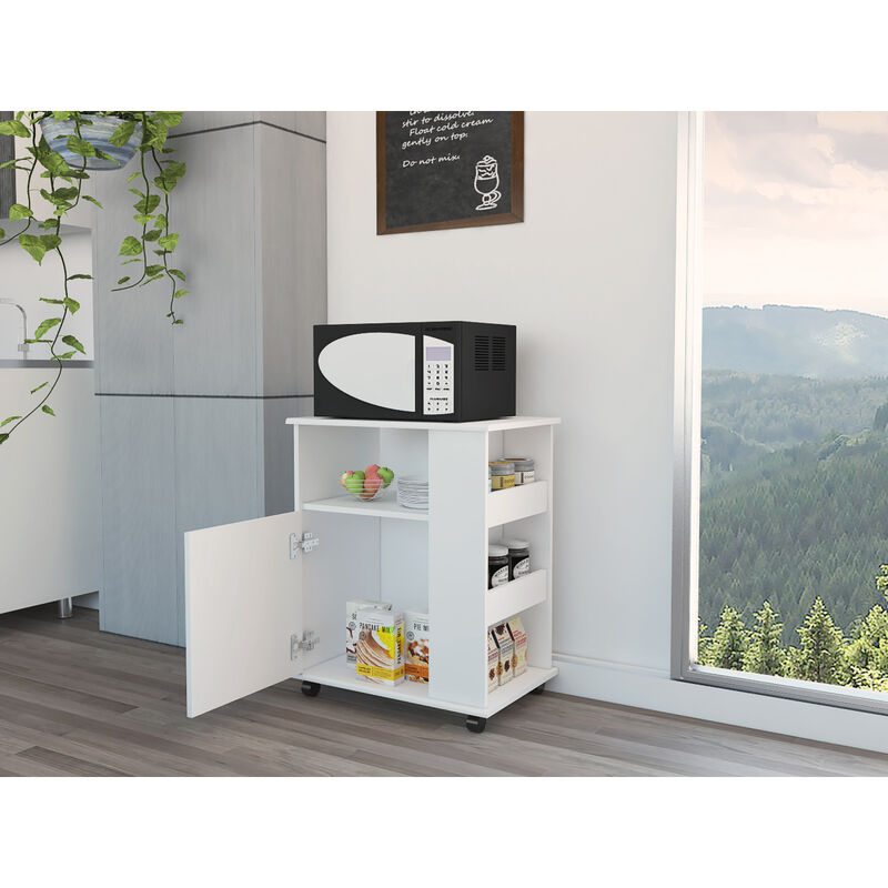 Kit Lower Microwave Cabinet, Single Door, Three Side Shelf -White