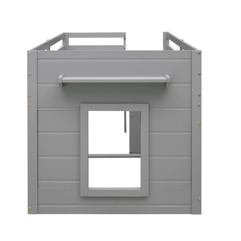 Whisen Modern Design Twin Size Loft Bed with Cabinet and Shelf