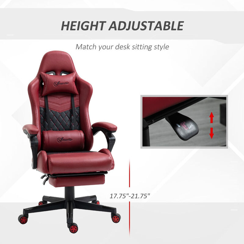 Red Gaming Throne: Reclining Chair with Lumbar Support and PU Leather