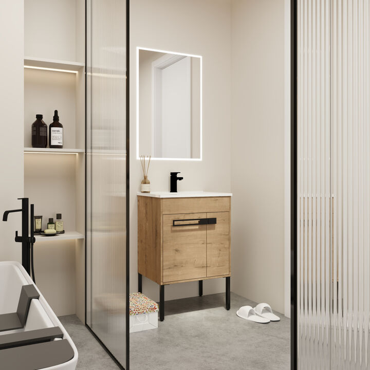 24 Inch Bathroom Vanity With Sink, Freestanding Bathroom Vanity or Floating is Optional Conversion 24x18-00324IMO-1(KD-Packing)