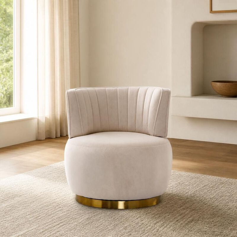 GOODSILO 360 Degree Swivel Barrel Accent Chair, Upholstered Round Armchair for Living Room, Bedroom, Office, Nursery, Lounge, Waiting Rooms image number 3