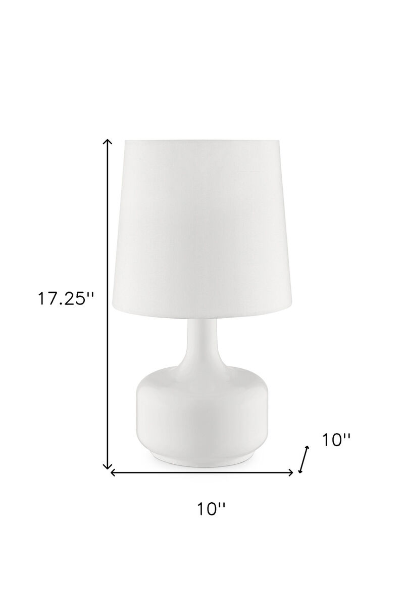 Hivvago 17" White Metal Bedside Table Lamp With Off-White Shade