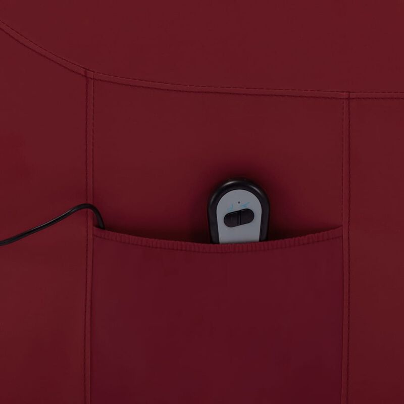 Power Lift Massage Recliner Wine Red Faux Leather