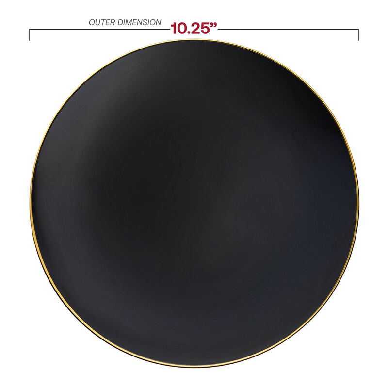 Black with Gold Rim Organic Round Plastic Dinnerware Value Set (40 Sets) image number 2