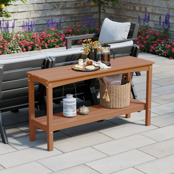 WestinTrends 55" Outdoor Patio HDPE Adirondack 2-Tier Shelf Console Table