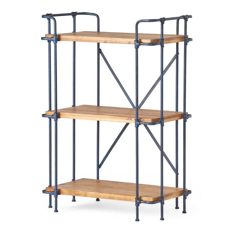 Industrial Etagere Bookcase Metal and Fir Wood