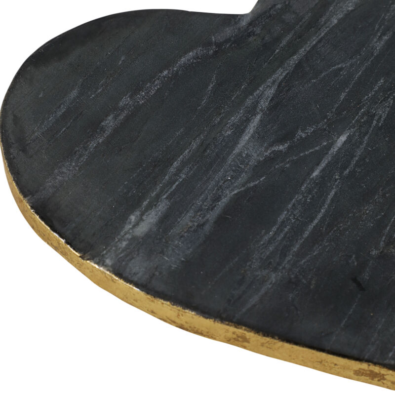 8x8" Marble Heart Tray W/ Gold Edges, Black/white image number 4
