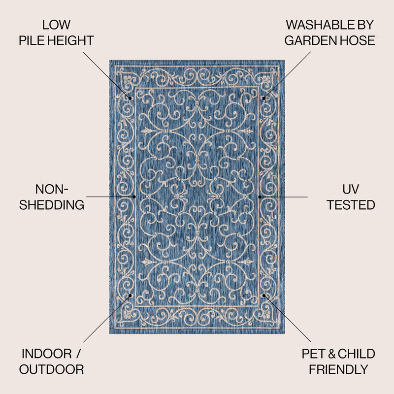 Charleston Vintage Filigree Textured Weave Indoor/Outdoor Area Rug