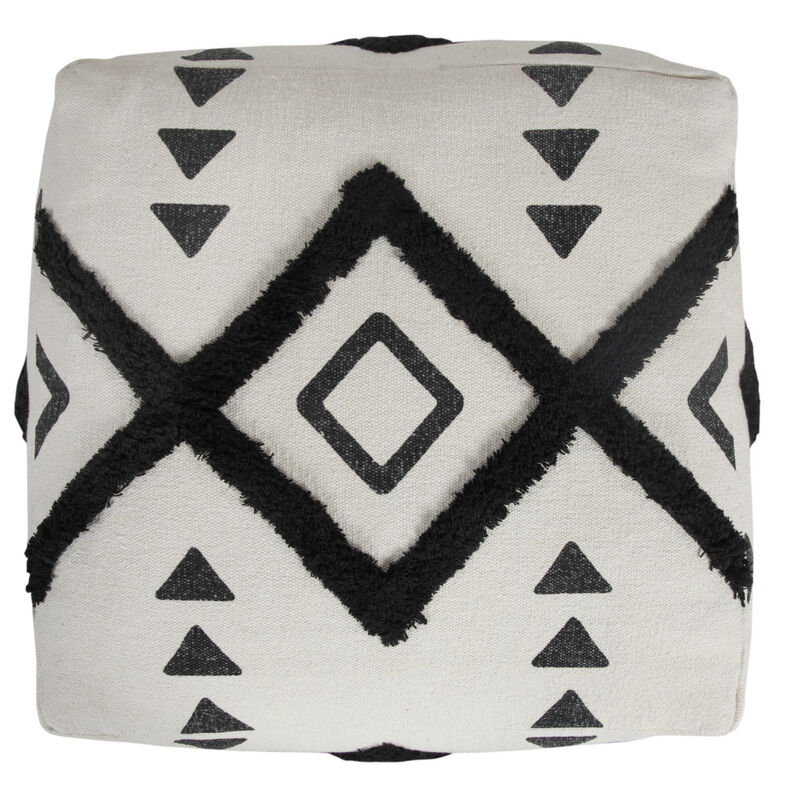 Handcrafted Cotton Geometric Pouf – Ottoman Accent Seat for Home Décor