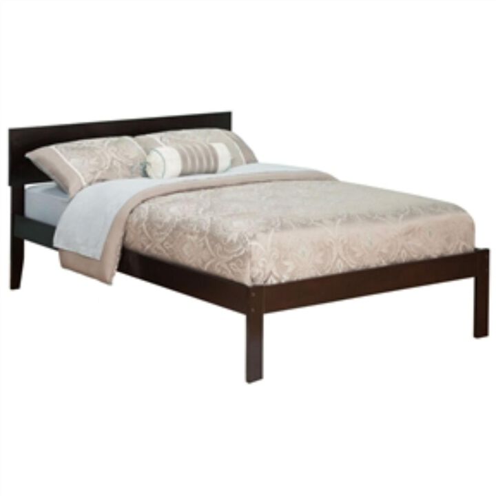 Hivvago Full size Platform Bed with Headboard in Espresso Wood Finish