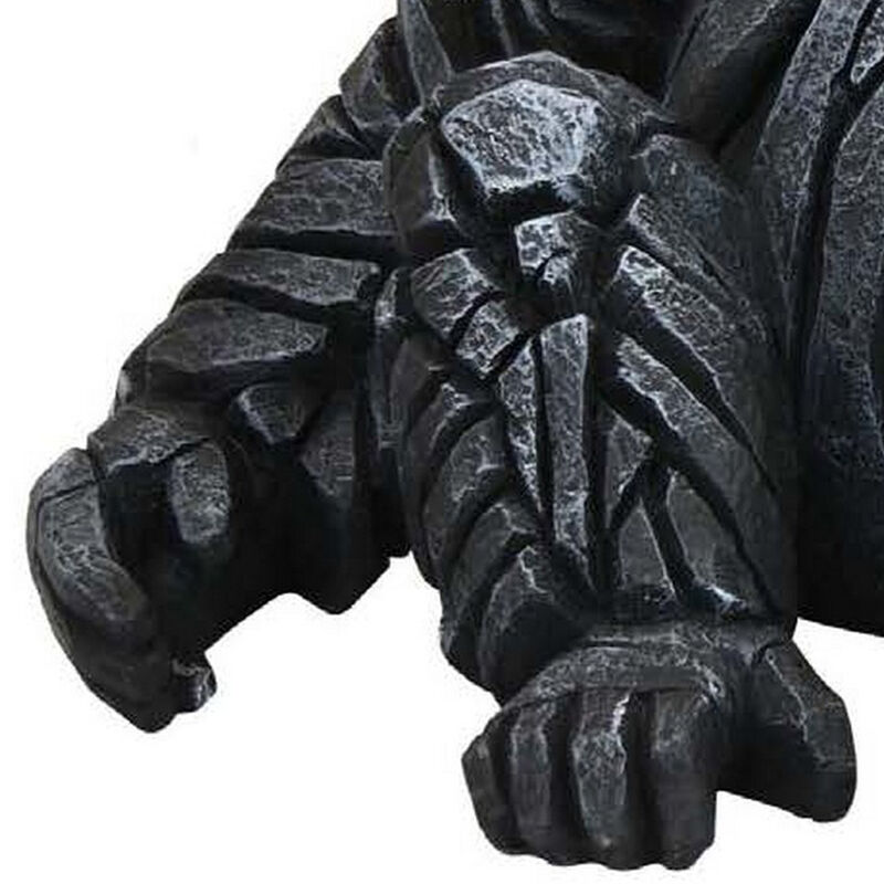 15 Inch Gorilla Figurine Statuette, Intricate Details, Resin, Black Finish - Benzara