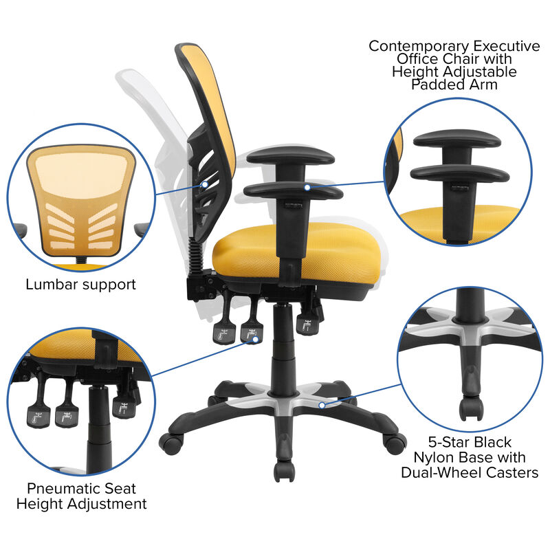 Nicholas Mid-Back Dark Gray Mesh Multifunction Executive Swivel Ergonomic Office Chair with Adjustable Arms image number 3