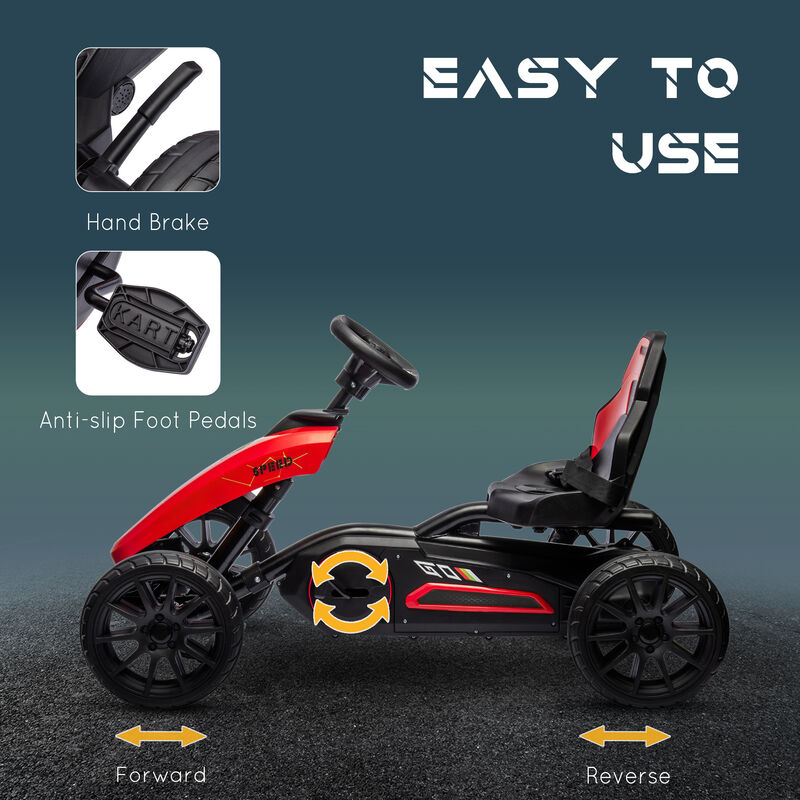 BreeBe Kids Pedal Go Kart w/ Swing Axle, Shock-Absorbing Wheels image number 4